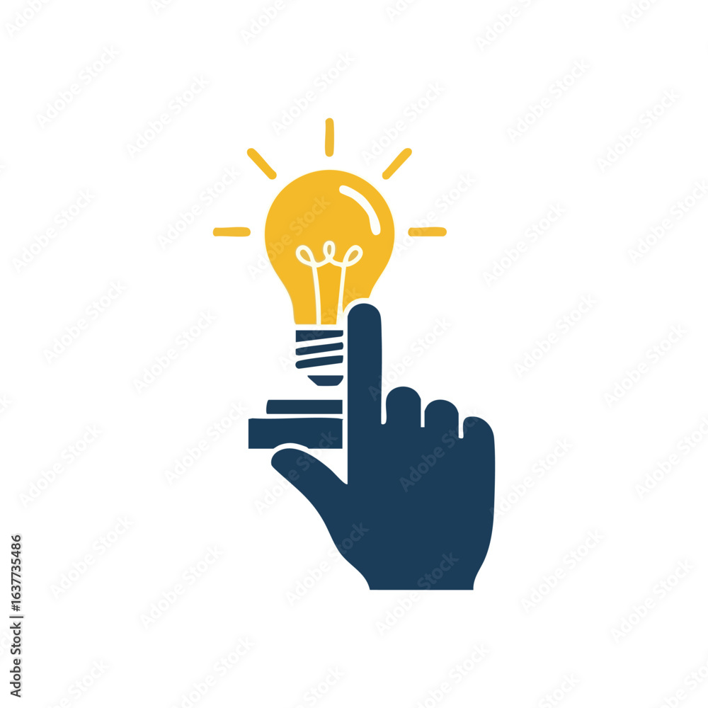 Aufkleber (genius idea activation. a vivid yellow light source illuminated by a digital pointer symbolizes a f