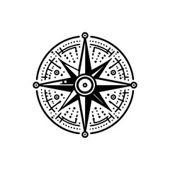 Compass rose outline for direction or travel