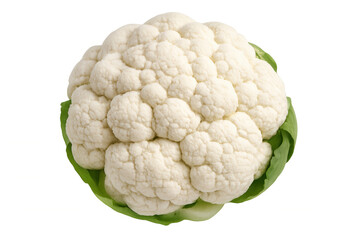Whole raw cauliflower, green-leafed, isolated on transparent background, showcasing fresh vegetable detail for culinary design