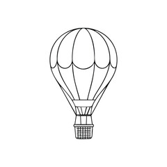 Obraz premium (Hot Air Balloon Silhouette. Elegant single line graphic of an aerostat, perfect for symbolizing dreams, aspirations, and adventurous journeys. Features a simple yet striking design.)