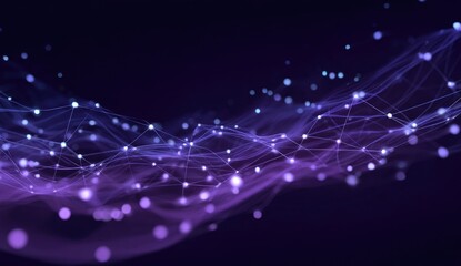 Abstract network of glowing purple lines and points on dark background