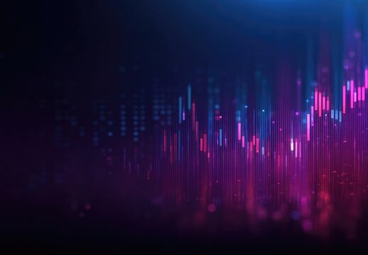 Abstract digital chart with vibrant vertical lines and glowing points