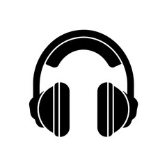 Headphones in black on transparent background silhouette
