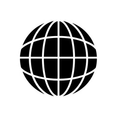 Globe with grid lines on transparent background silhouette