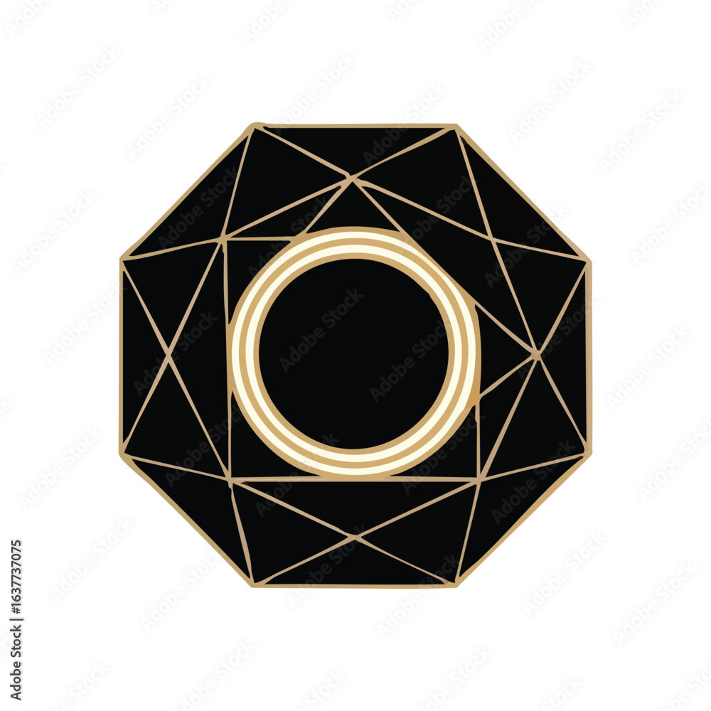 Poster (elegant geometric gold circle pattern. a sophisticated angular creation featuring an opulent metall