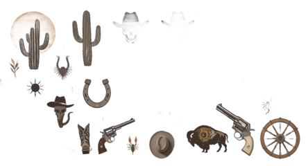 Western Design Elements Cowboy Hats, Cacti, Guns, More!