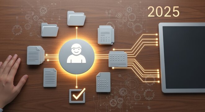 Future Data Management Concept: User Profile Connected to Digital Files and a Tablet by 2025