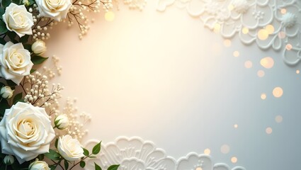 Elegant White Flower Frame with Light Gradient Background