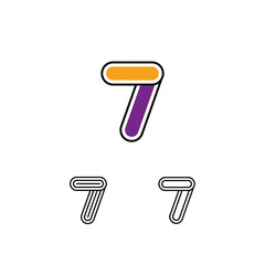 Logo art number 7, set of three playful numeral