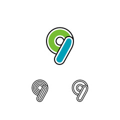 Logo art number 9, set of three playful numeral