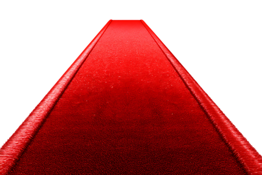 Textured red carpet perspective view isolated on white background transparent png