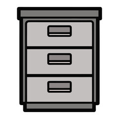 Colorful file cabinet icon isolated on white background