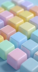 Obraz premium Pastel-colored, square, glossy keys arranged in a grid pattern