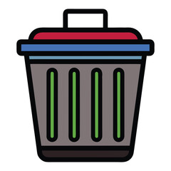 Colorful office dust basket icon isolated on white background