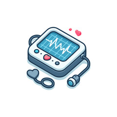 Heart rate monitor icon with ECG line, medical equipment