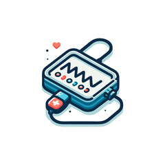 Heart rate monitor icon with ECG line, medical equipment