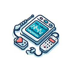 Heart rate monitor icon with ECG line, medical equipment