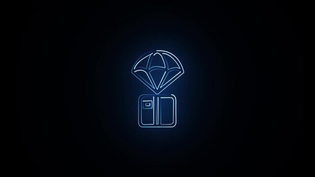Delivery Package Animation with Glowing Lines on Black Background 4k icon video.