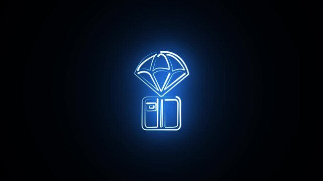 Delivery Package Animation with Glowing Lines on Black Background 4k icon video.