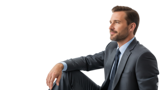 young businessman isolated on white or transparent background