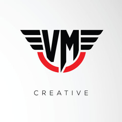 VM Creative Wings Letter Logo with Modern Shield - Powerful Business and Branding Symbol