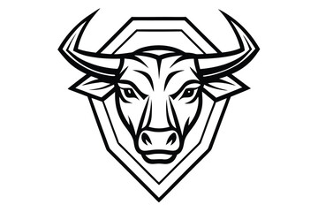 Bold bull emblem displays prominent horns and a stern face in strong black outline