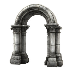 Fototapeta premium Stone archway with corinthian capitals isolated on white background transparent png