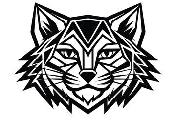 Geometric bobcat animal features bold black and white contrasts showcasing modern artistic flair
