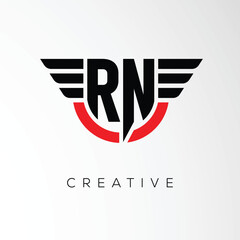 RN Creative Wings Letter Logo with Modern Shield - Powerful Business and Branding Symbol