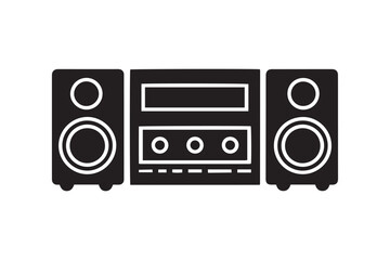 Fototapeta premium Vintage Stereo System and Speakers Silhouette Icon Vector Design
