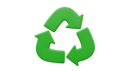 Obraz premium 3d icon of green recycling symbol isolated on transparent background