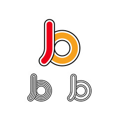 Logo art Letter B, set of three playful letter
