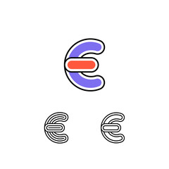 Logo art Letter E, set of three playful letter