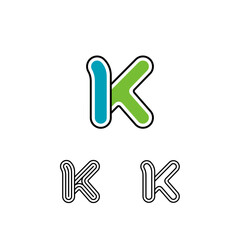 Logo art Letter K, set of three playful letter