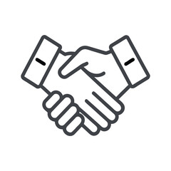 Handshake outline icon isolated on white background