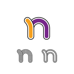Logo art Letter N, set of three playful letter