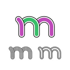 Logo art Letter M, set of three playful letter