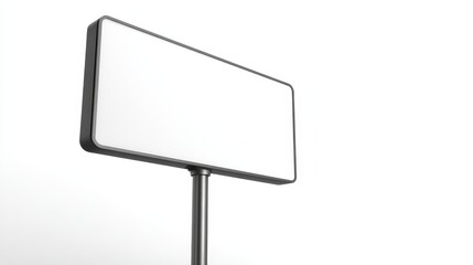 Blank Signboard Mockup on Pole Against White Background, Ideal for Advertising and Informational Displays