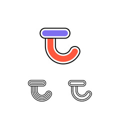 Logo art Letter T, set of three playful letter