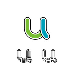 Logo art Letter U, set of three playful letter