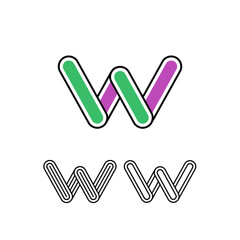 Logo art Letter W, set of three playful letter