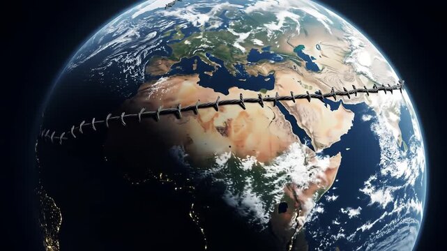 Stitched earth global illustration