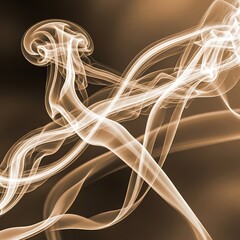 Ethereal Smoke Trails: Abstract Curves on Brown Background