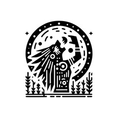 tribal warriors howling at the moon logo