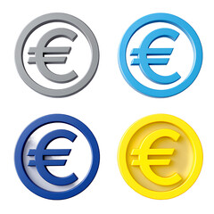 Obraz premium Euro Currency Symbol Icons 3D Rendered Designs for Your Business
