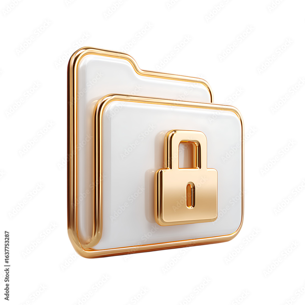 Fototapete golden folder icon with lock symbol representing data security and privacy isolated on transparent b