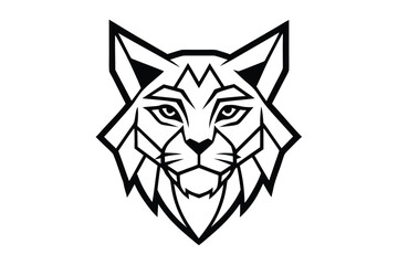 Geometric fox head with black outline presents a modern animal nicely