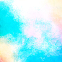 Obraz premium An abstract watercolor-style composition. It features a blend of soft colors, including blue, white, pink, and yellow.