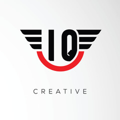 IQ Creative Wings Letter Logo with Modern Shield - Powerful Business and Branding Symbol