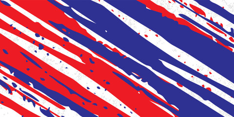 Obraz premium Car sticker wrap abstract banner sporty lines red blue grunge color combination brush thunder storm motorsport racing pattern.